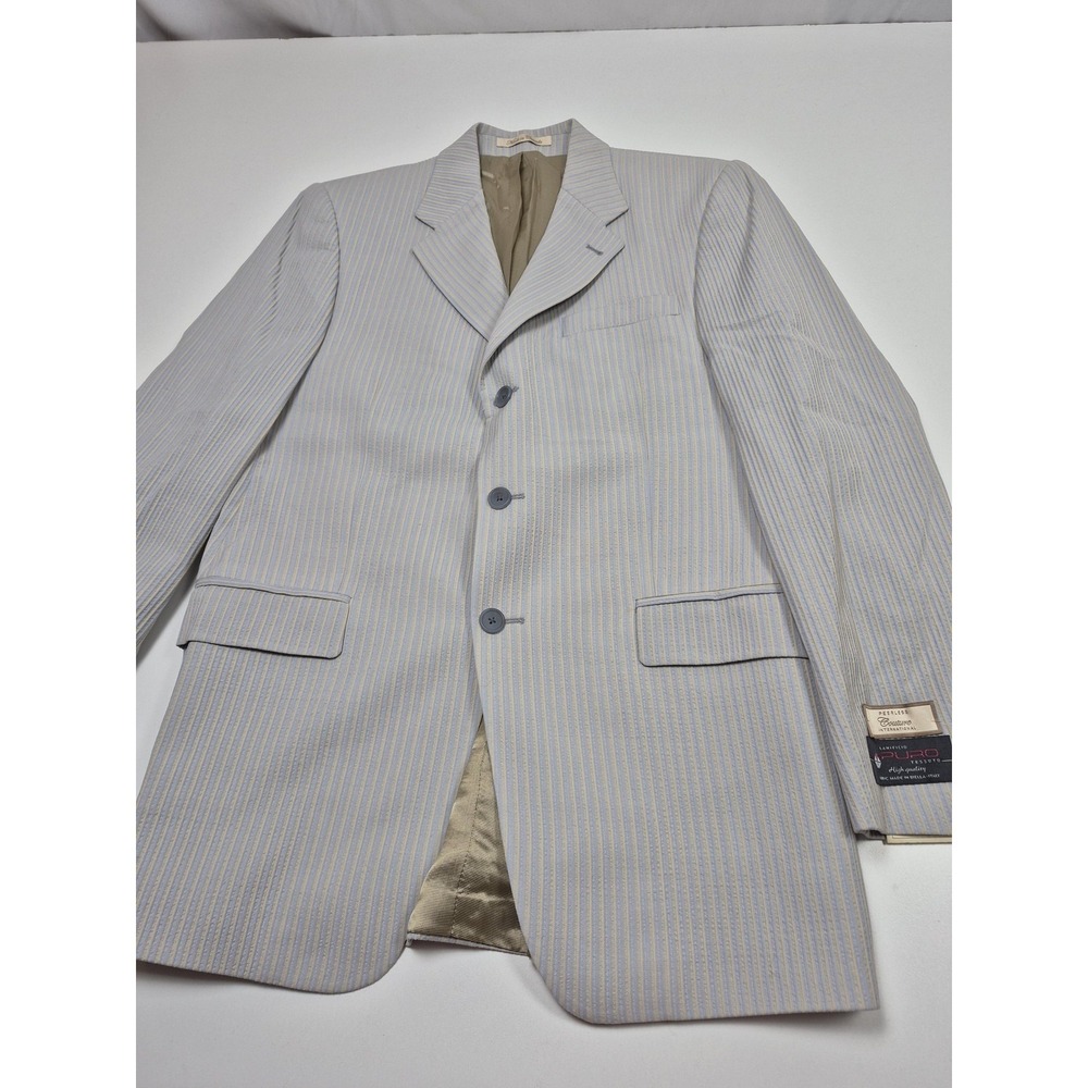 Peerless Couture International Blazer Mens 38R Gray Wool Stripe Sport Coat NWT